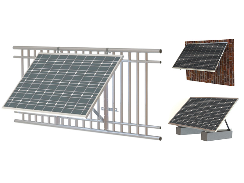 Pre-assembled balcony solar mount unfolding for railing installation in 5 minutes