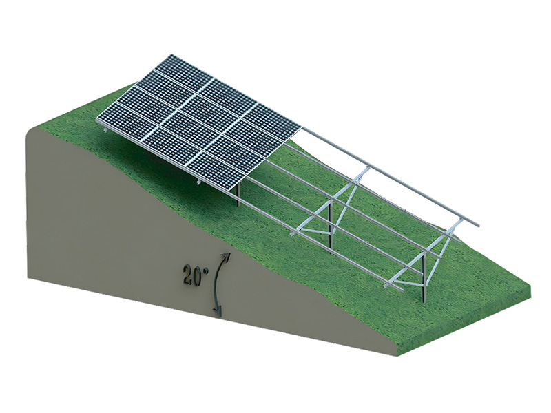 Ramming pile system for east-west slopes with adjustable south-facing technology