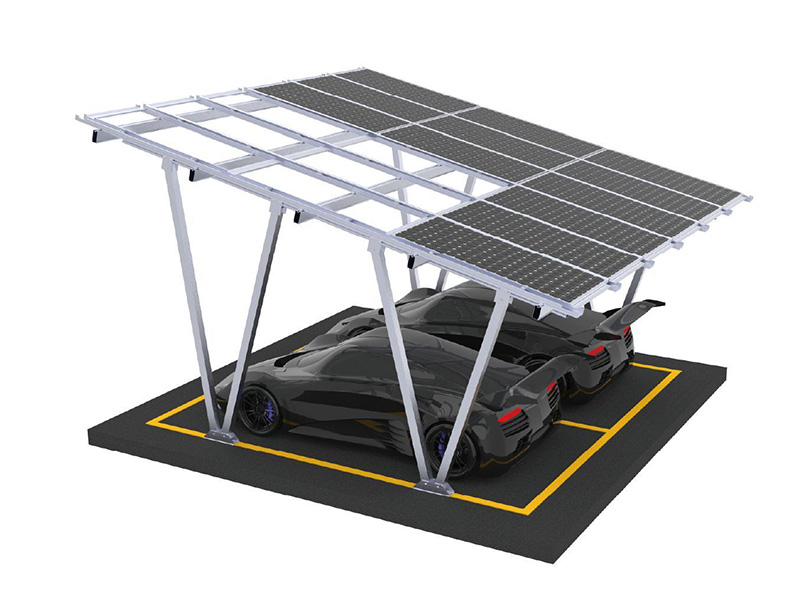 Solar carport structure providing power generation and sun shielding with AL6005-T5 aluminum
