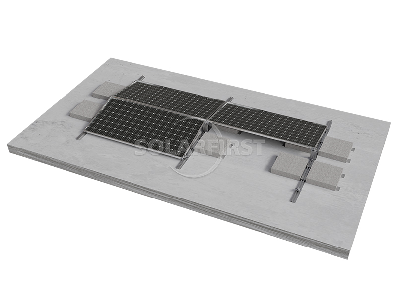 The SF Symmetrical Ballasted Roof Mount offers an innovative ballasted solar mounting for flat roofs system specifically designed for concrete roof applications. This advanced symmetrical ballasted roof mounting solution features a unique design that elim